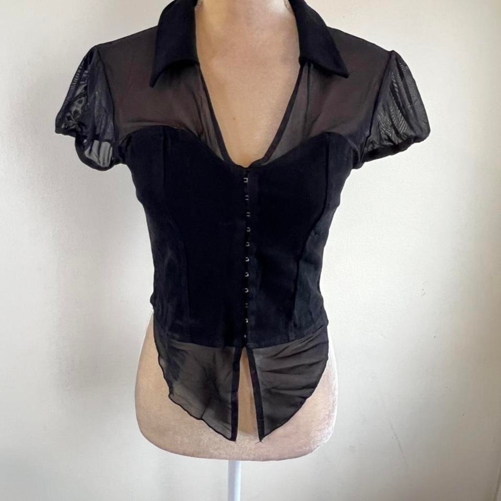 Killstar Cryptic Cora velvet mesh sweetheart neckline crop top NWT Goth XS